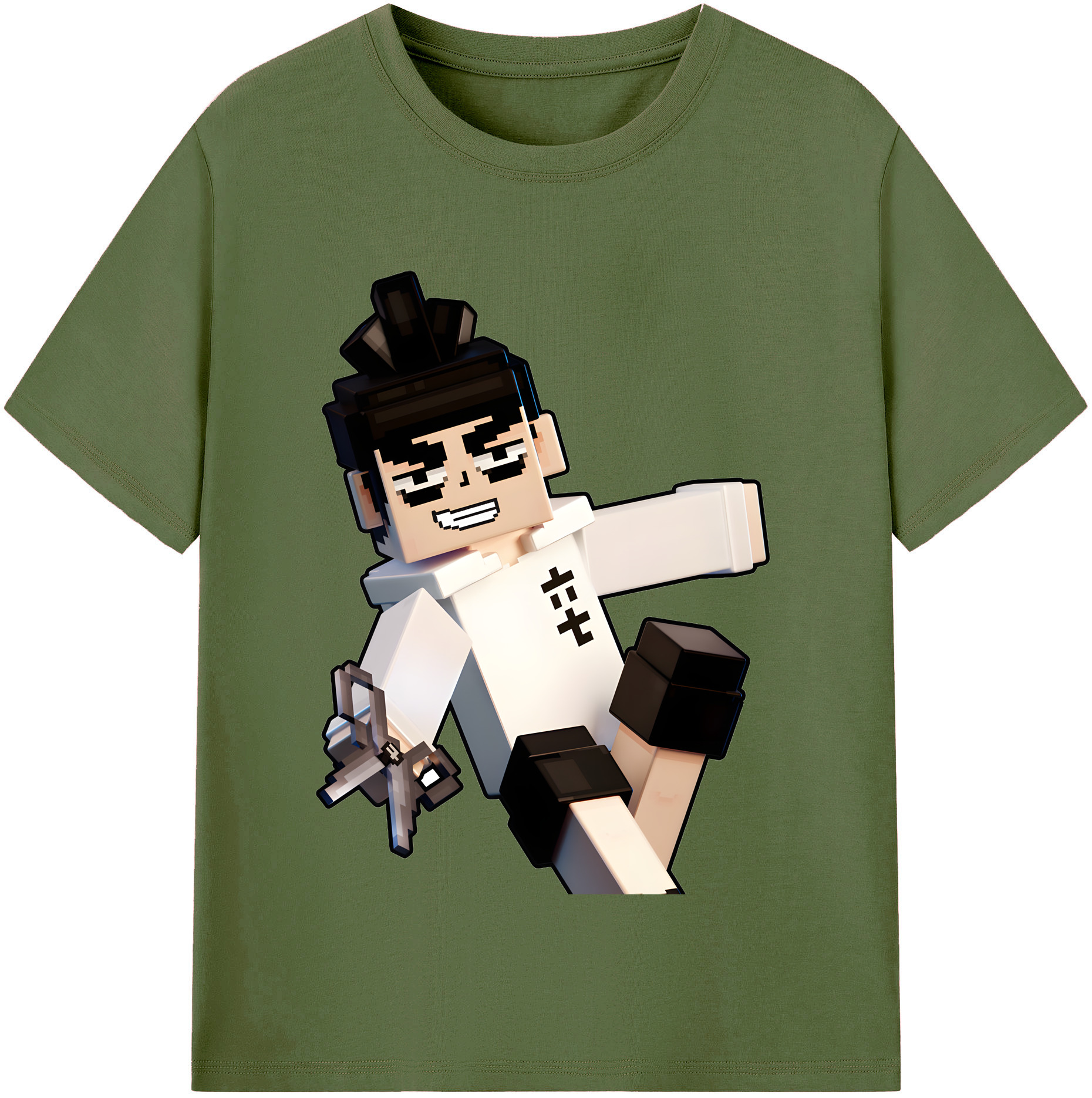 （画像用） マインクラフト ブロックの世界 Minecraft MC Block world 綿100％半袖Tシャツ（フロントプリント）